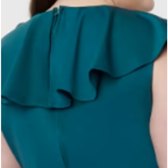 UNIQUE VINTAGE 3X-20 Plus Curvy Teal Green V-Neck Ruffle Wiggle Dress NWT B115 - Picture 9 of 11